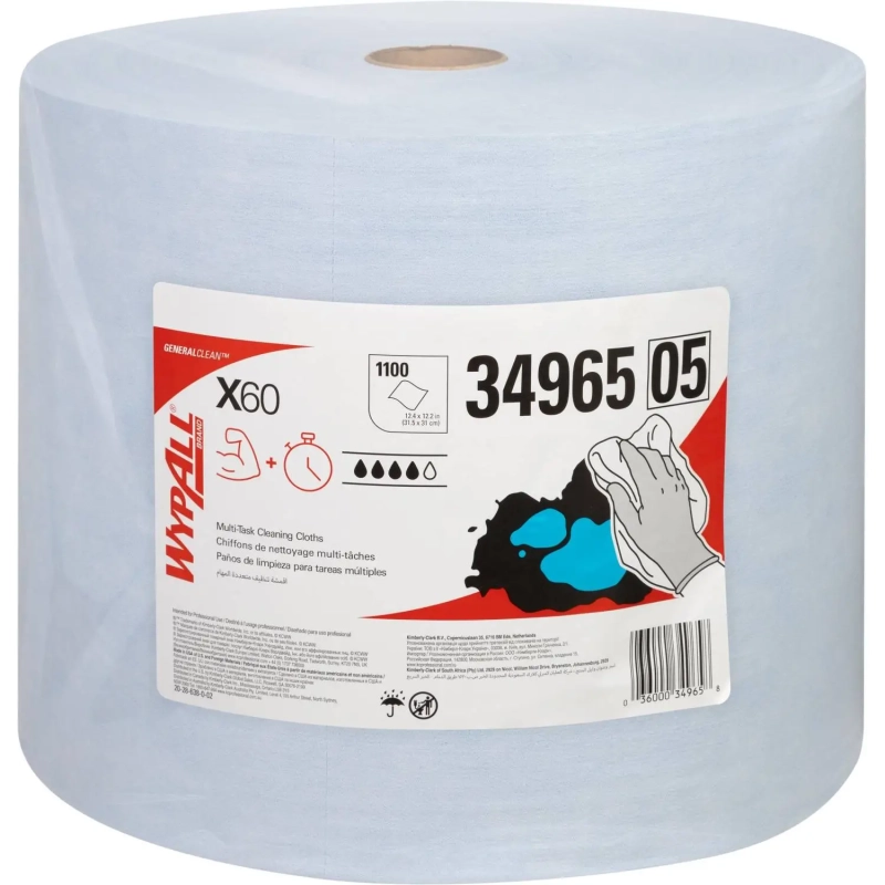 Материал протирочный нетканый рулWYPALLxX60LRB 1100s 31,5х31 см голуб.34965