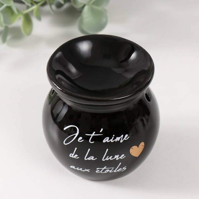 Аромалампа керамика Аромалампа керамика "Признание в любви" чёрная 7,2х7,2х7,8 см