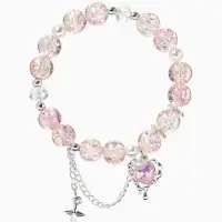 Браслет с подвесками &laquo;Сахарный. Сердце, искра&raquo;, d=6 см, шар № 10/8, розовый, бежевый в серебре