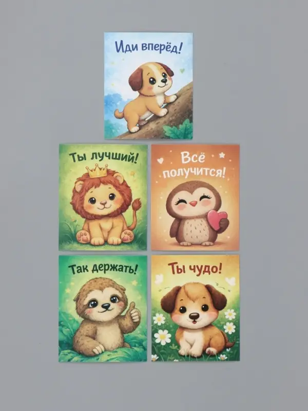 Открытки мини &laquo;Мотивашки деткам&raquo;, набор 35 шт., 8&times;9.5 см