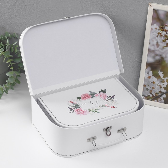 Шкатулка картон сундучок Шкатулка картон сундучок "Цветочный букет" набор 3 шт 29,5х19х10 22х15х8,5 25,5х17х9 см