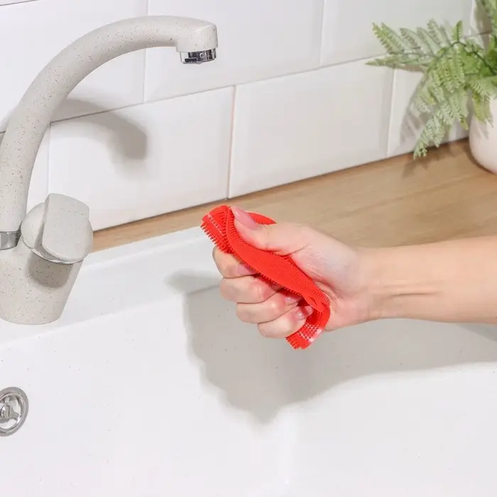 Губка для посуды Доляна, 11×11×1 см, силиконовая, МИКС Губка для посуды Доляна, 11×11×1 см, силиконовая, МИКС