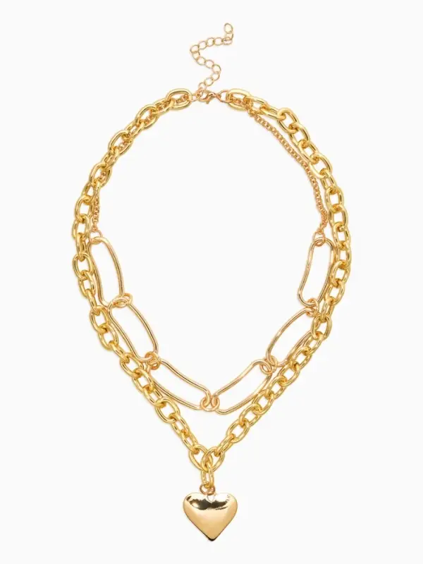 Цепь многослойная &laquo;Железное сердце&raquo;, 2 яруса, L=32 и 40 см, цвет золото
