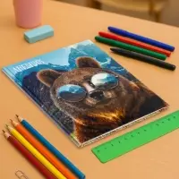 Дневник школьный для 5-11 классов, &laquo;Медведь в очках&raquo;, твёрдая обложка 7БЦ, глянцевая ламинация, 48 листов
