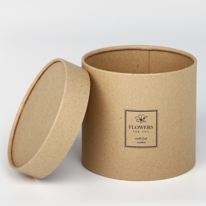 Коробка подарочная шляпная из крафта, упаковка, «Flowers», 15 х 15 х 15 см