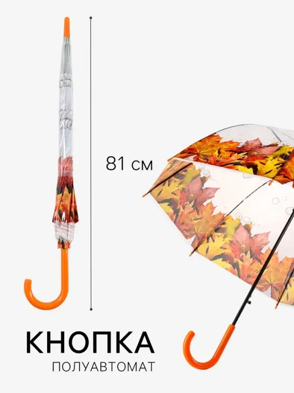 Зонт - трость полуавтоматический &laquo;Времена года&raquo;, 8 спиц, R=40/60 см, d=80 см, МИКС