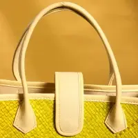 Сумка плетёная на застёжке из пандана, 35×12×40 см, жёлтая