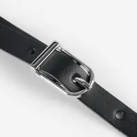 Ручка для сумки из натуральной кожи, регулируемая, с карабинами, 60&plusmn;2 см &times; 1.2 см, цвет чёрный, серебряный