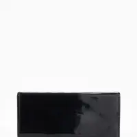 Кошелёк женский на магните, 19.5&times;2.5&times;9 см, лаковый, чёрный