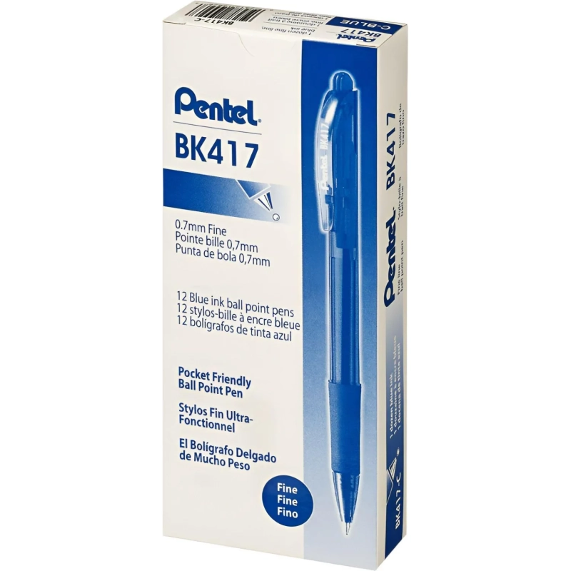 Ручка шариковая автомат. PENTEL BK417-С рез.манж.син ст. 0,7мм