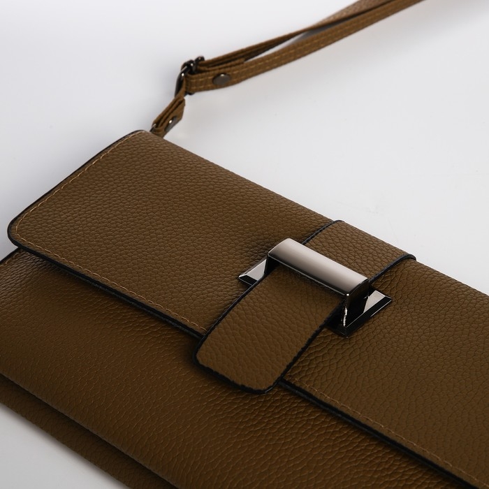 Сумка-клатч на магните, длинный ремень, цвет коричневый Сумка-клатч на магните, длинный ремень, цвет коричневый