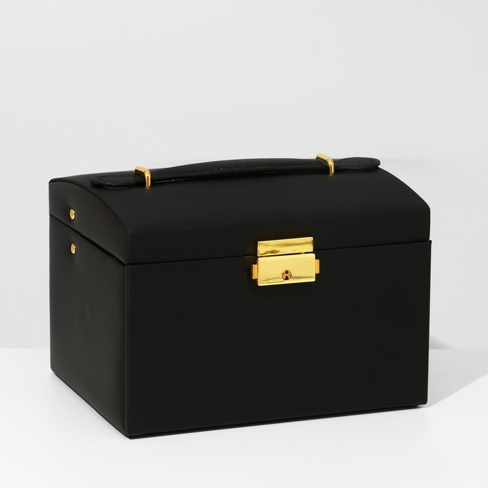 Подставка для украшений «Шкатулка» раздвижная с зеркалом, 17,5×14×13,5, цвет черный Подставка для украшений «Шкатулка» раздвижная с зеркалом, 17,5×14×13,5, цвет черный