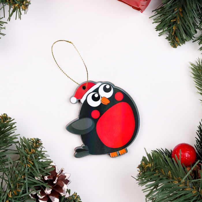 Ёлочная игрушка двусторонняя Ёлочная игрушка двусторонняя "Снегирь", 9х6 см