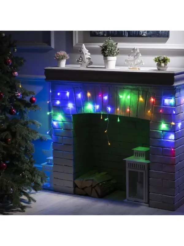 Гирлянда &laquo;Бахрома&raquo; 3&times;0.5 м, IP20, прозрачная нить, 80 LED, свечение мульти, 8 режимов, 220 В