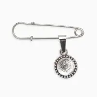 Булавка-оберег &laquo;Медальон&raquo;, глаз, 3.5 см, бело-синяя в серебре