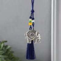 Подвеска металл, текстиль &laquo;Слон с кисточкой&raquo;, синий с серебром, 1.5&times;4.3&times;14 см