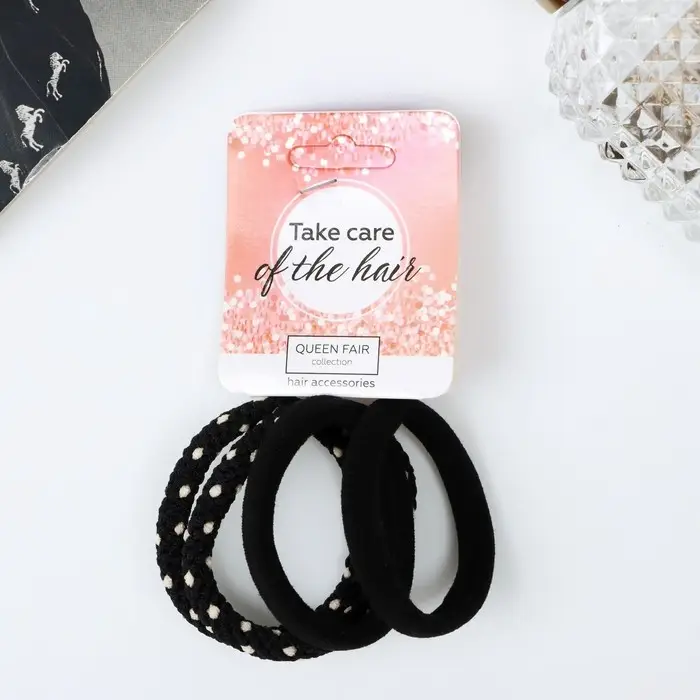 Резинка для волос "Милена" (набор 4 шт) классика горох, 4 см, микс