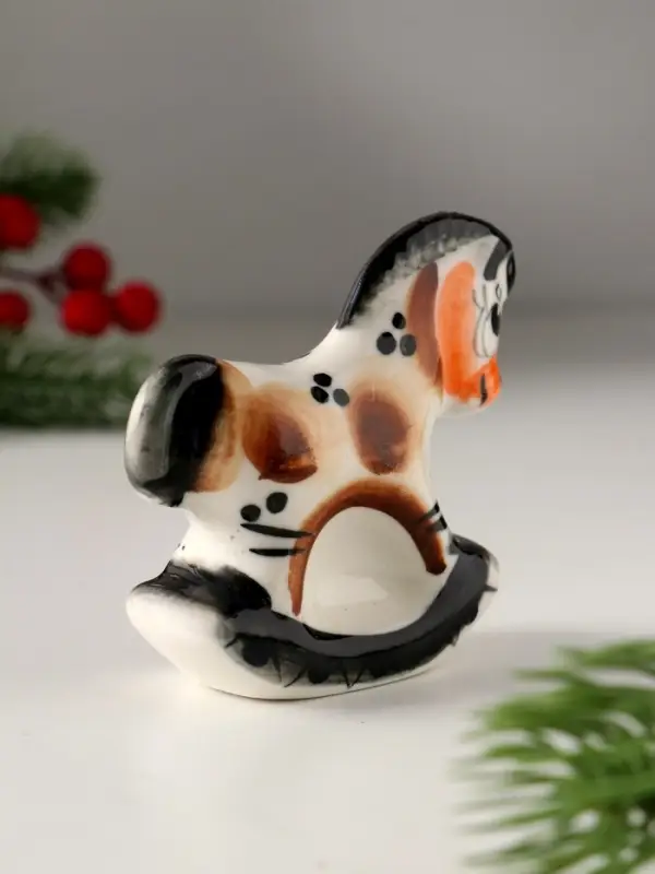 Сувенир Конь качалка, 7х7см, гжель, цвет Сувенир Конь качалка, 7х7см, гжель, цвет