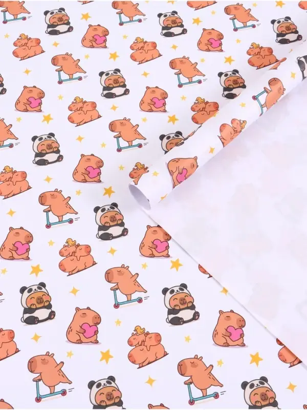 Бумага упаковочная крафт &laquo;Капибары&raquo;, 70&times;100 см