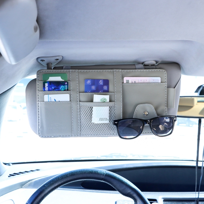 Органайзер на солнцезащитный козырек, 30×14.5 см, серый Органайзер на солнцезащитный козырек, 30×14.5 см, серый