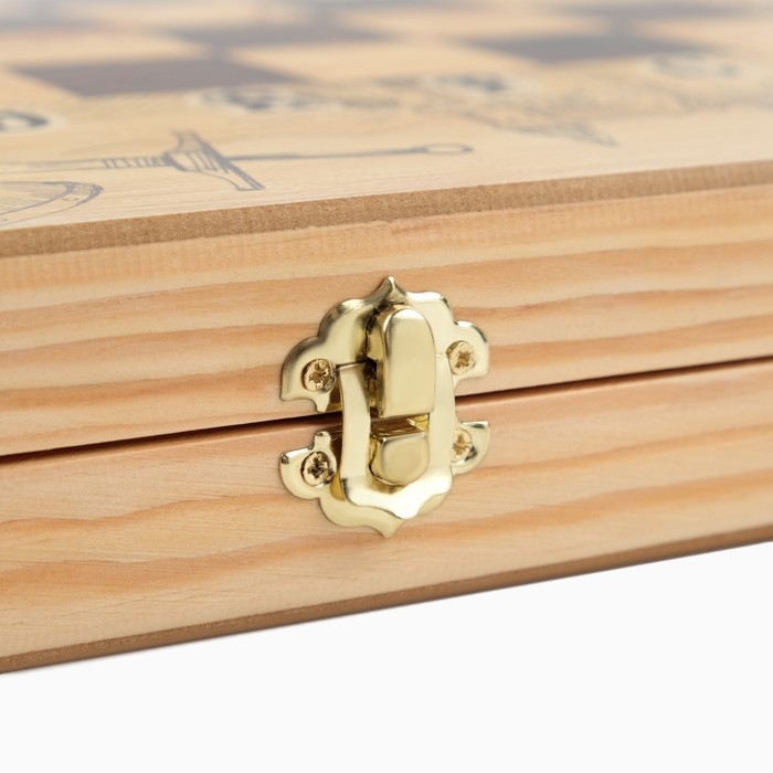 Настольные игры 3 в 1 Настольные игры 3 в 1 "Рыцарь" шахматы, шашки, нарды, деревянные, большие, 50 х 50 см