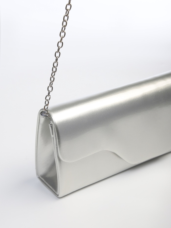 Сумка женская на магните, цвет серебряный