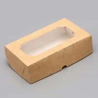 Коробка складная с окном под зефир, крафт, 25×15×7 см