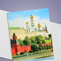 Тетрадь 48 листов в клетку Calligrata «Россия», обложка мелованная бумага, блок №2, белизна 75% (серые листы), МИКС