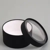 Набор подарочных коробок 2 в 1 круглых, черная, с окном, 21&times;11 - 18&times;10 см
