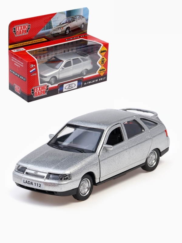 Машина металлическая «ВАЗ-2112», открываются двери, багажник, инерция, 12 см, серебристый