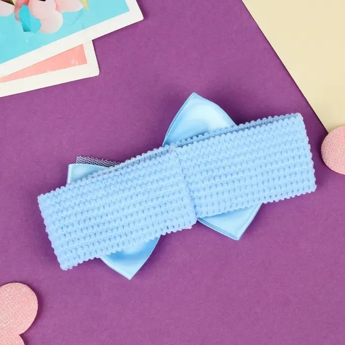 Повязка для волос Повязка для волос "Выбражулька" бантик горох блеск, 16х3 см, голубой