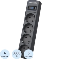 Сетевой фильтр PILOT m MAX (4/5м/16А/150Дж/темн.серый)