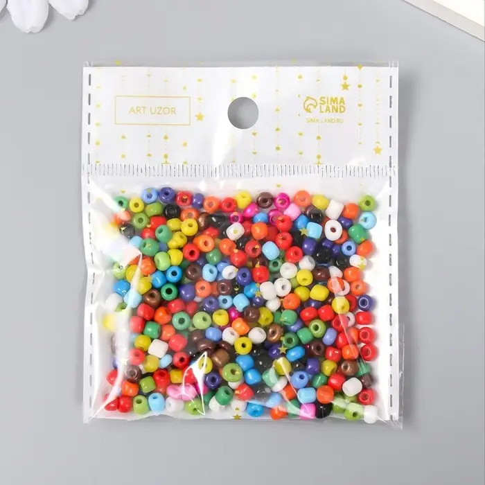 Бисер круглый 6/0  Бисер круглый 6/0 "Разноцветный"  30 гр(+ /- 2гр)