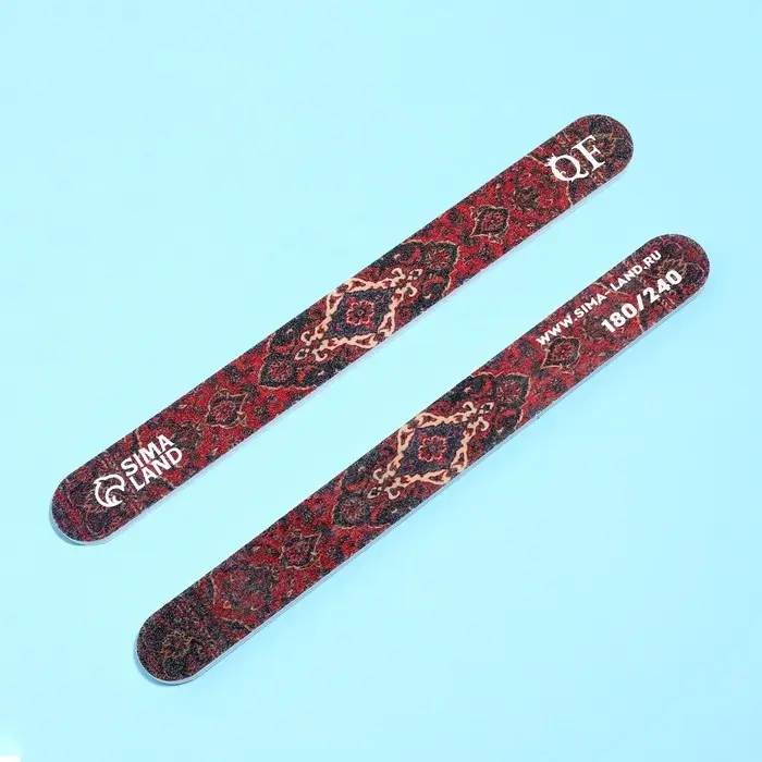 Пилка для ногтей «Ковёр», прямая, 180/240 грит, 18 см, разноцветная