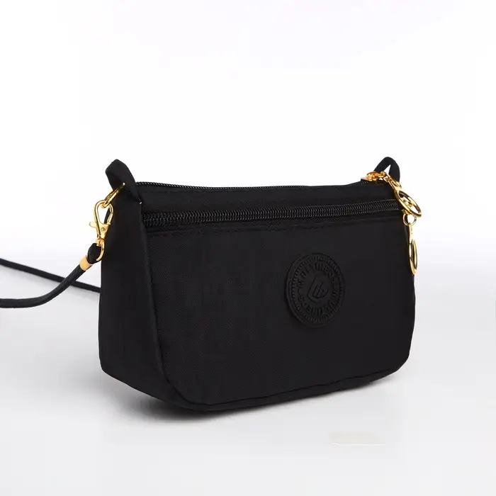 Сумка женская кросс-боди на молнии, 18&times;6.5&times;12 см, однотонная, чёрная