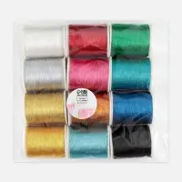 Нитки металлизированные, 91&plusmn;1 м, набор 12 шт., разноцветные