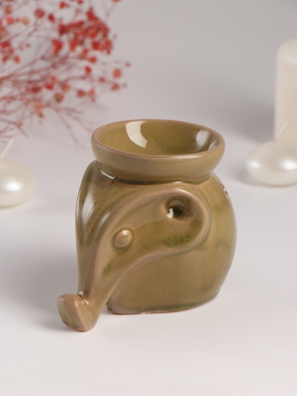 Аромалампа керамика Аромалампа керамика "Слонёнок" тёмно-оливковая 8х10х9 см