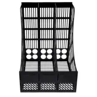 Лоток вертикальный, 3-х секционный, разборный, чёрный