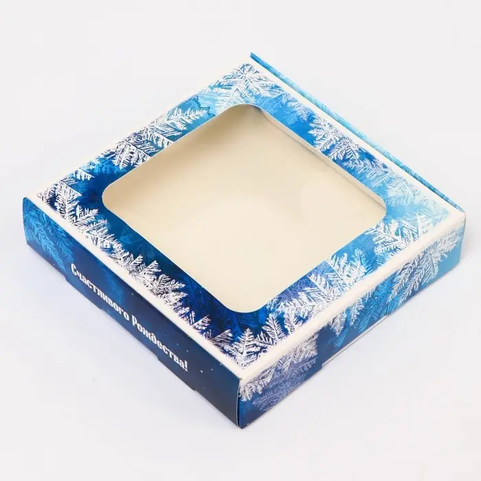 Подарочная коробка сборная с окном «Зимушка», 13×13×3 см Подарочная коробка сборная с окном «Зимушка», 13×13×3 см