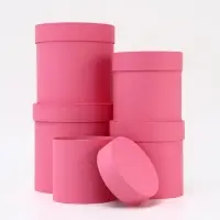 Набор шляпных коробок 5 в 1, розовый, 20&times;20 - 13&times;13 см