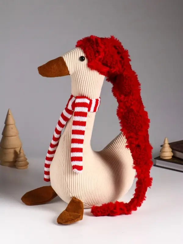 Кукла интерьерная "Гусь в длинном колпаке и полосатом шарфе" 28х11х70 см
