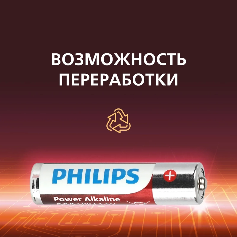 Батарейка Philips Power ААА LR03-20BL/LR03P20BX/51 алкалин. 1,5v 20 шт/уп