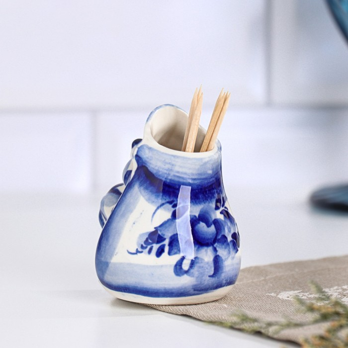 Подставка под зубочистки «Еж», гжель Подставка под зубочистки «Еж», гжель
