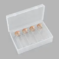 Набор баночек для хранения бисера, d=3&times;7 см, 4 шт., в контейнере, 13.5&times;8.7&times;4 см