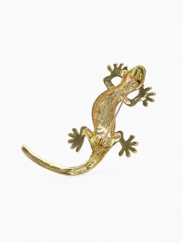 Брошь &laquo;Ящерица&raquo;, зелёная в золоте