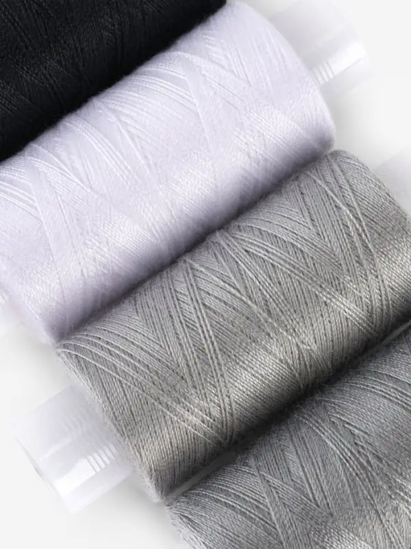 Нитки 40ЛШ, 200 м, набор 5 шт., чёрный, серый