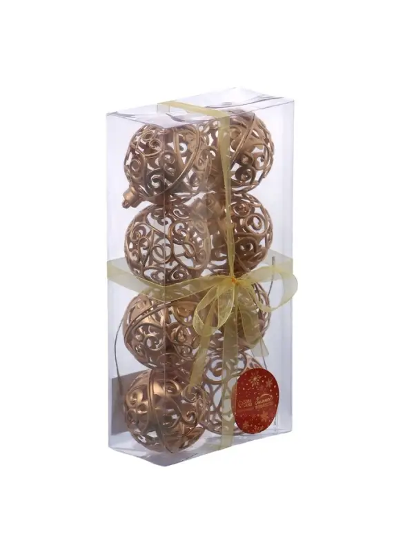 Ёлочные игрушки &laquo;Морозец&raquo;, шары новогодние, d=6 см, 8 шт., золотистые