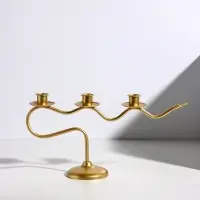 Подсвечник на 3 свечи &laquo;Французский ретро канделябр&raquo;, металл под золото, d=2.4 см, 36.4&times;9.5&times;18.5 см
