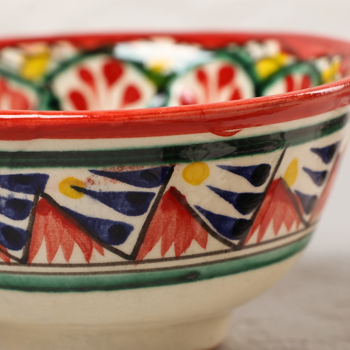 Пиала Риштанская керамика  Пиала Риштанская керамика "Узоры",  9,5 см микс, красная