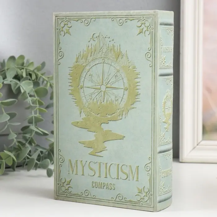 Шкатулка книга - сейф &laquo;Компас&raquo;, дерево и искусственная кожа, с замком, 21&times;13&times;5 см